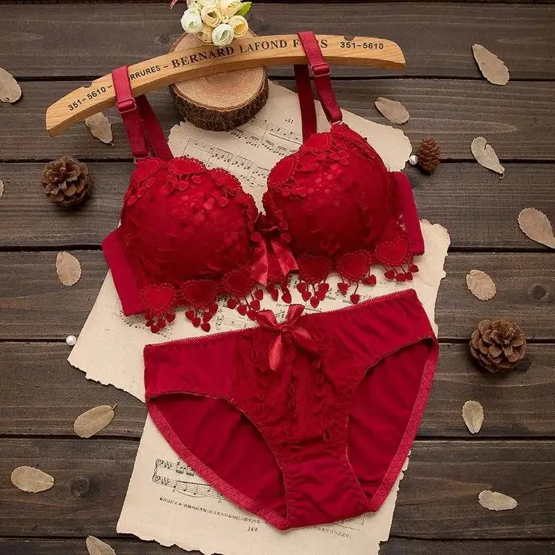 Women Lingerie Set Underwire Tassel Lace Push‑Up Bra With Removable Pads Bow Soft Multi‑Color Comfort Ladies Intimate Underwear — image 7