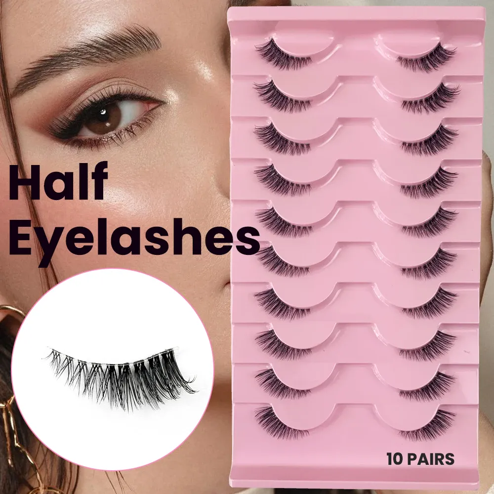 Black Eyelashes 10 Half Lashes Soft Natural Cat Eye Lashes Makeup Tool Extension Fluffy Faux Cils back-to-school season