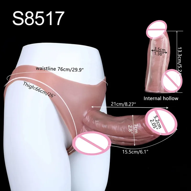 Thick Hollow Dildo Male Strap-On Huge Hollow Dildo Dick Extender Silicone Realistic Large Penis Sex Toy For Couples Sex