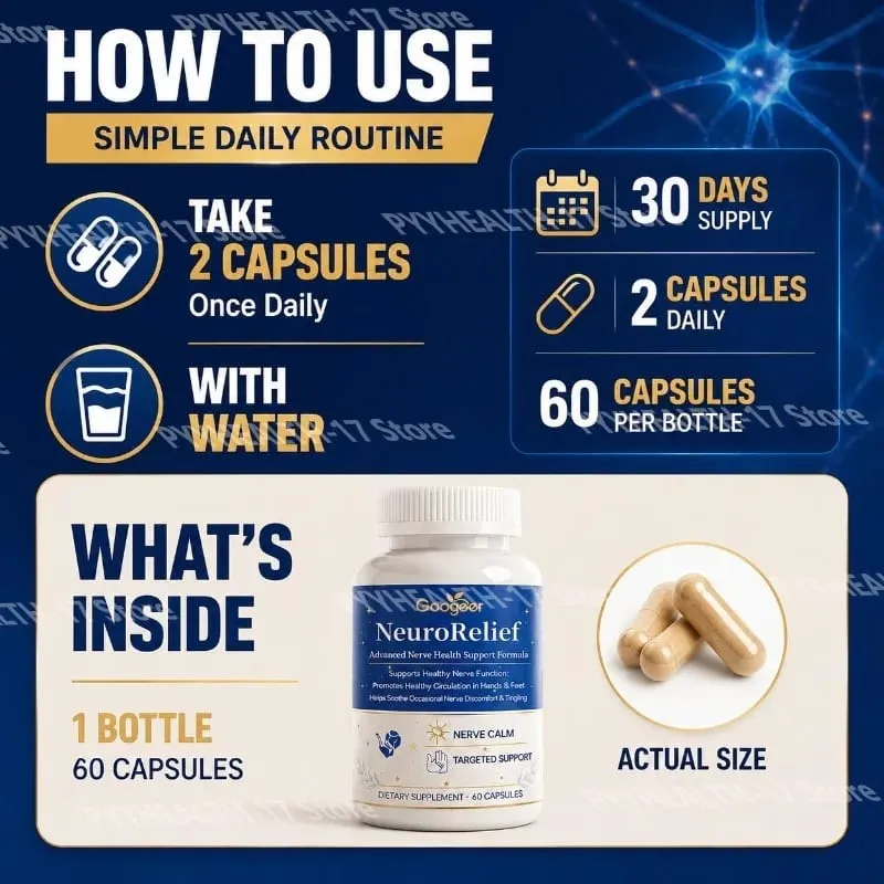 Googeer NeuroRelief Advanced Nerve Health Capsules Daily Support for Nervous System Wellness & Healthy Circulation 60 Capsules