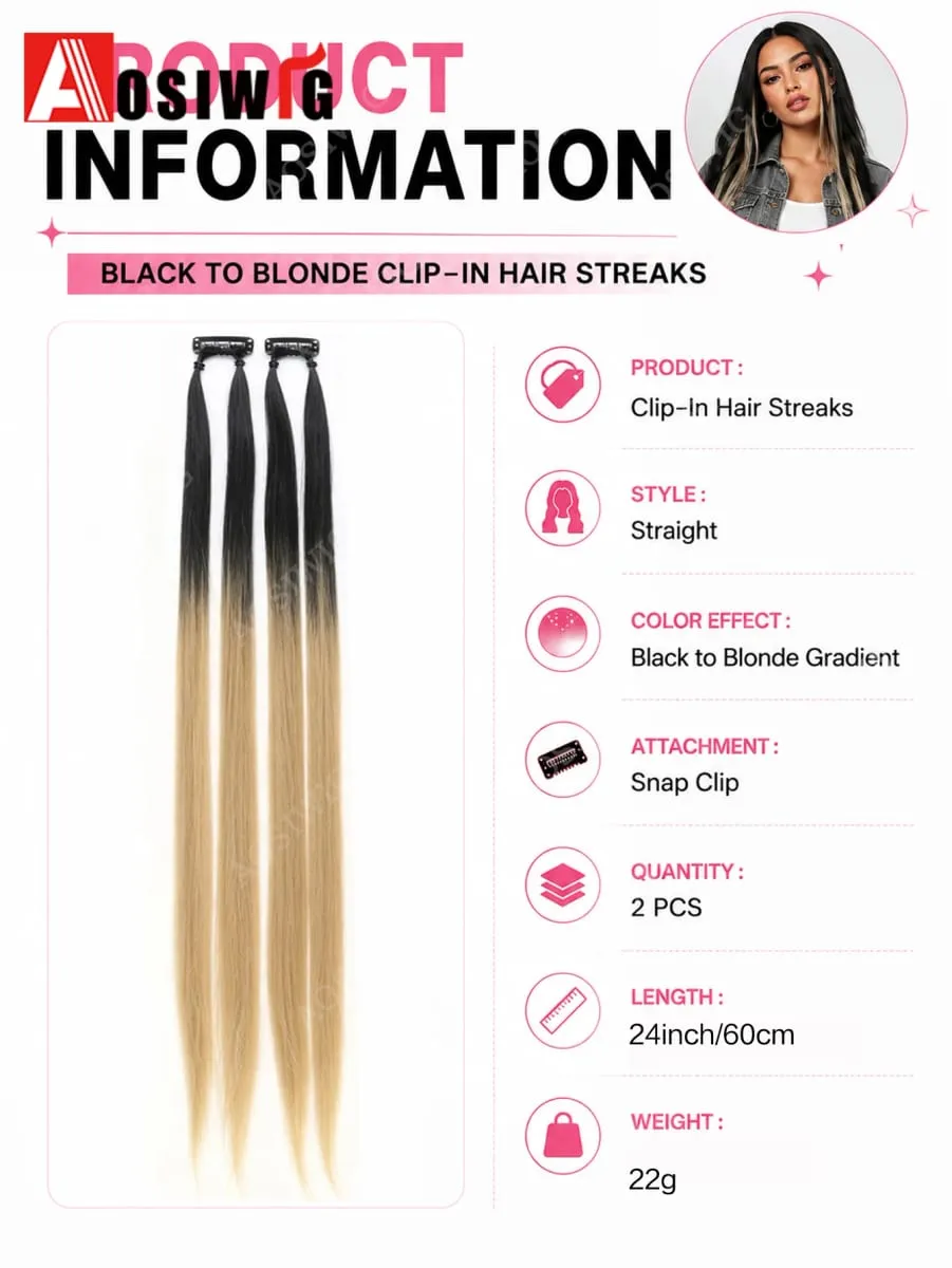 BB Clip Hair Extensions Colorful Highlight Strands Clip In Synthetic Straight Hairpieces for Women Party Festival Daily Hair Sty