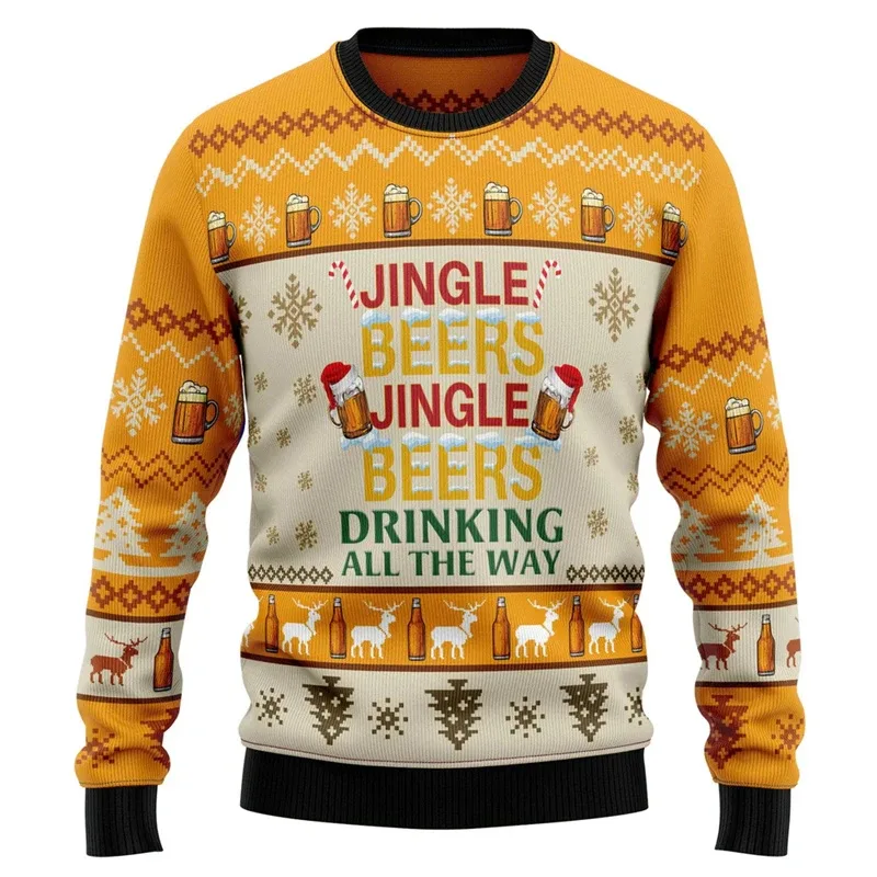 New 2026 Ugly Christmas Sweater Men Santa Claus Pattern Pullovers Women 2026 New Year Merry Christmas Crew Neck Sweatshirts