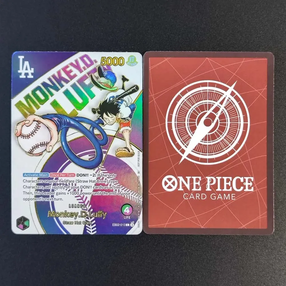 DIY OPCG ONE PIECE CARD Monkey.D.Luffy Ace (010) (Dodgers x ONE PIECE) EB02-010 One Piece Promotion Anime English Cards Foil — image 2