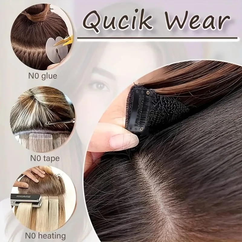 Synthetic 14Inch 4pcs/set Short Beach Wavy Curly Clip In Hair Extensions Heat Resistant Hairpiece For Women Daily Use