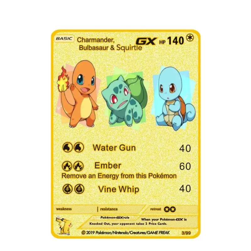 Pokemon Metal Game Collection Card Anime Figure Charizard Pikachu Blastoise Mewtwo Battle Collection Carte Card Toy Gift