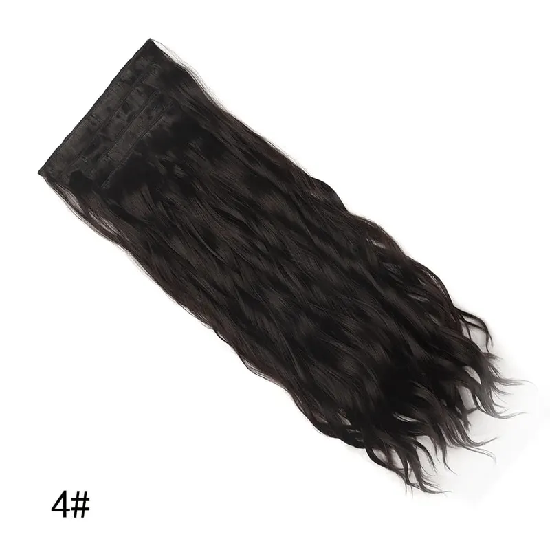 Jeedou Clip-in Hair Extensions 4PCS/Set Long Bouncy Curly Beach Wavy Hair for Women Brown Blonde Synthetic Hairpieces Daily Use