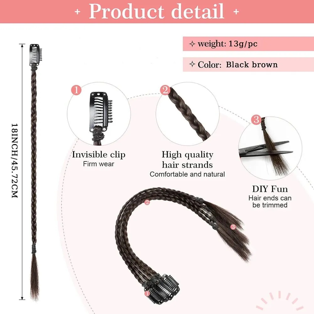 4pcs Synthetic Box Braids Clip In Hair Extensions K-POP Long Hair Braid Extensions For Party Use Y2K Hair Accessories
