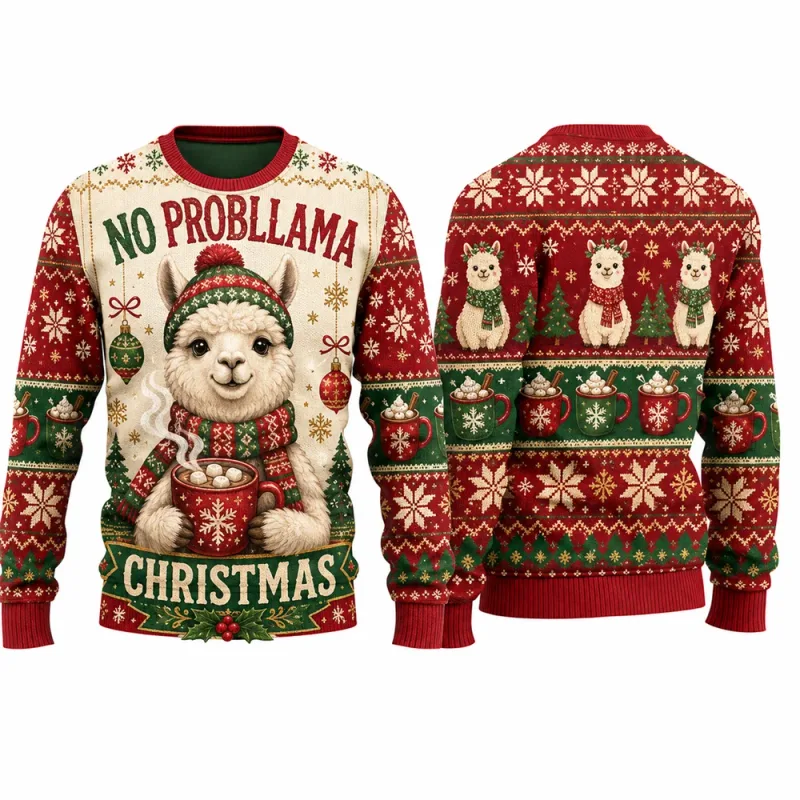 Goaty And Bright Christmas Sweatshirt Funny Goat 3D Printed Crewneck Long Sleeve Unisex Ugly Xmas Sweater Holiday Party Pullover