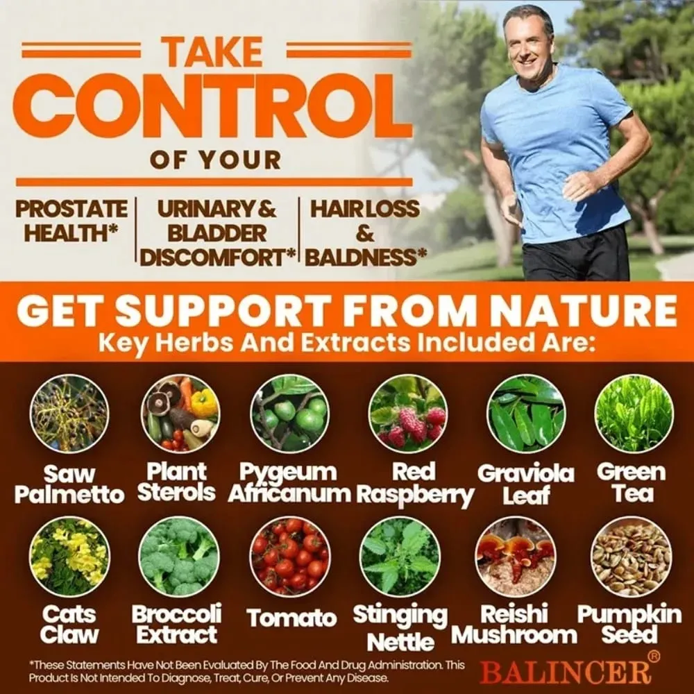 Prostate Supplements Saw Palmetto Prostate Health Support with 33 Ingredients for Healthy Urination Frequency & Improve Sleep