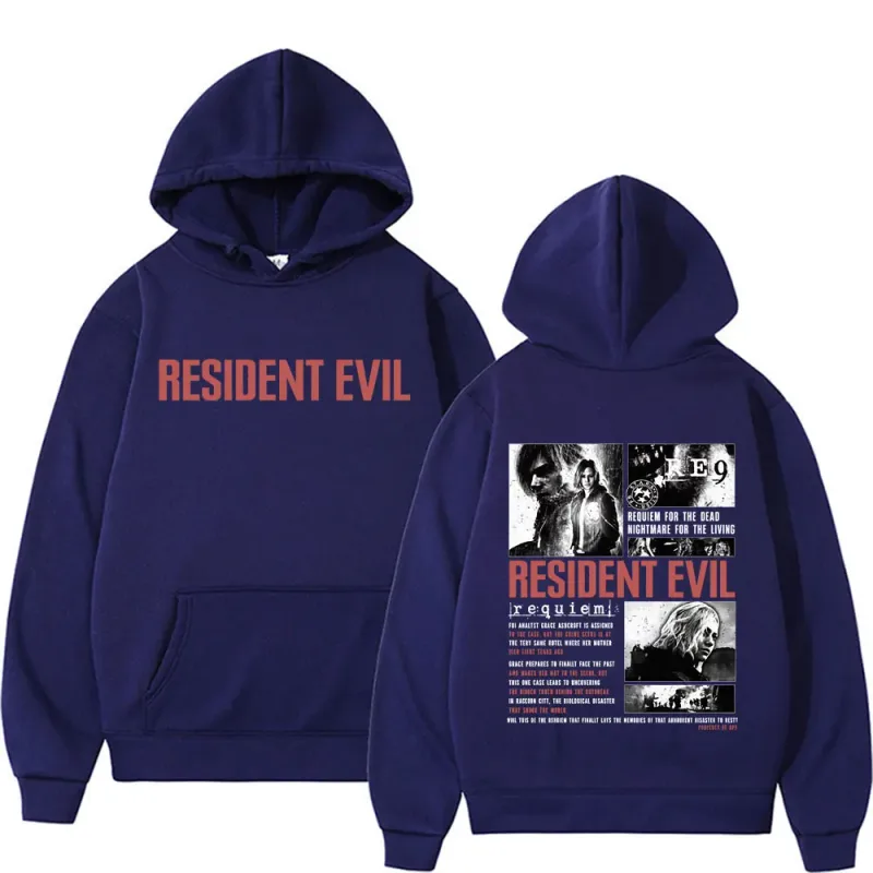 Resident Evil Requiem Sweatshirts Leon Kennedy Grace Ashcroft 90s Vintage Hoodies Men Women Fashion Classic Pullovers Streetwear