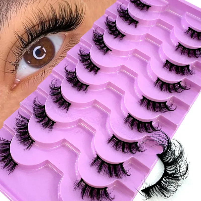 Demi-Cils 10 paires Demi-Cils doux naturel Cils yeux de chat outil de maquillage Faux Cils Extension moelleux Faux Cils