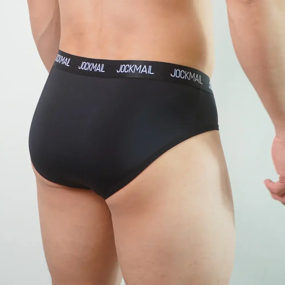 Jockmail Herren-Unterwäsche, niedrige Taille, sexy Brief, Sport, atmungsaktiv, Sommer-Eis-Seiden-Slip, große Tasche, Nylon, einfarbig, Mann-Höschen