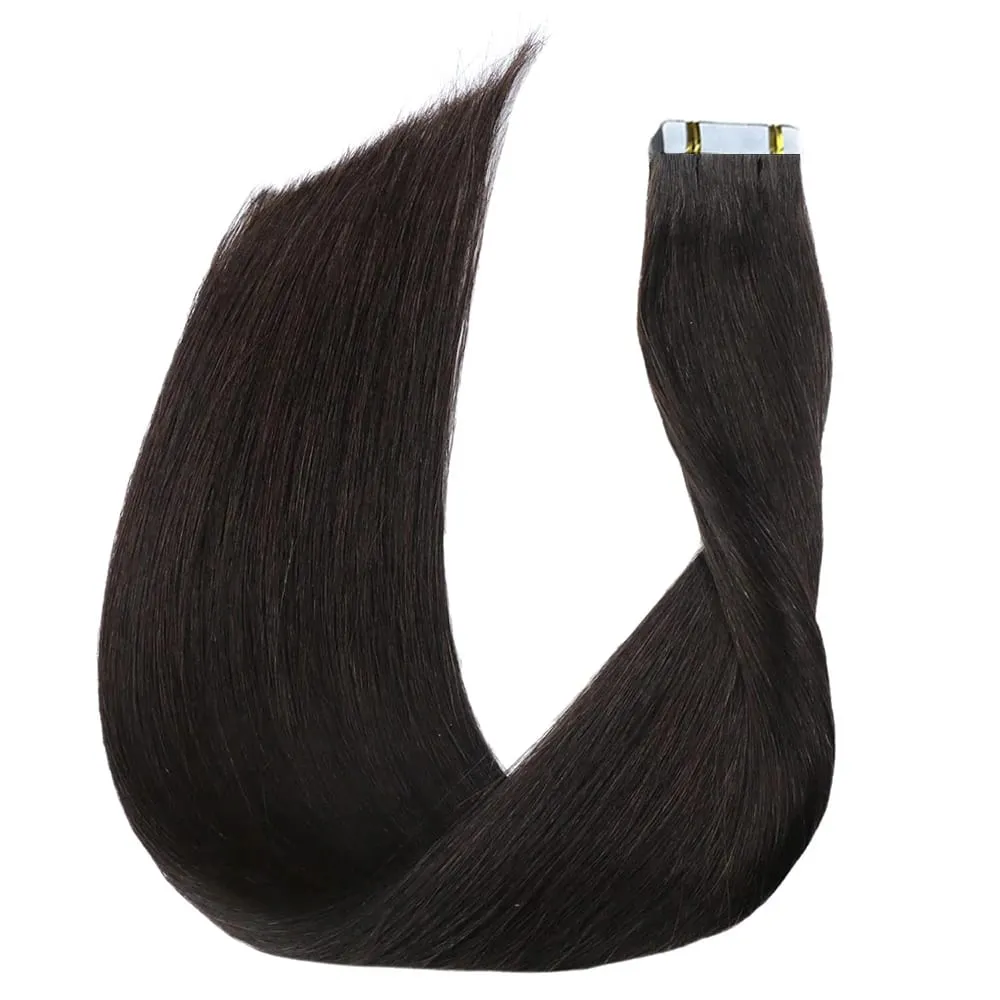 18 Inch Natural Black #1B Tape In Human Hair Extensions Remy Silky Straight Seamless Skin Weft 20Pcs 50G Tape Ins Hair For Wedding Daily Use