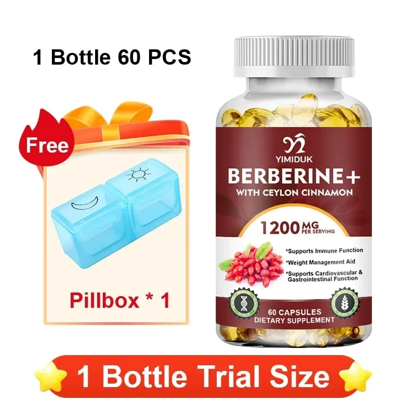 Berberine 1200mg Supplement Supports AMPK Activation Healthy Glucose Metabolism Immunity & Weight Control for Adults