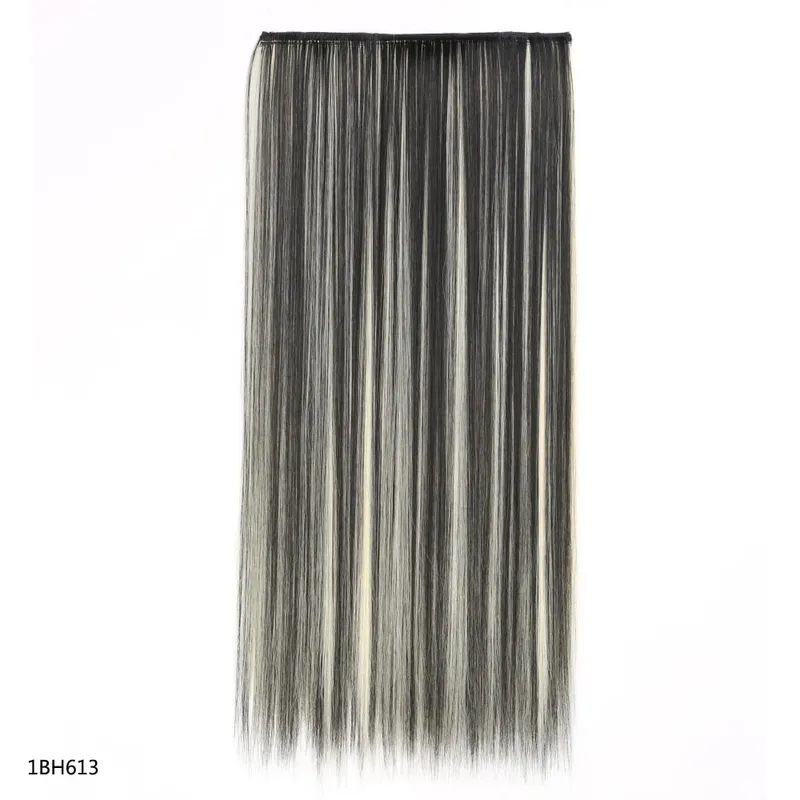 Long Straight Hair Clip In Hair Extension 5-Clips One Piece Natural Looking Synthetic Hairpiece for Women Ladies Daily Use