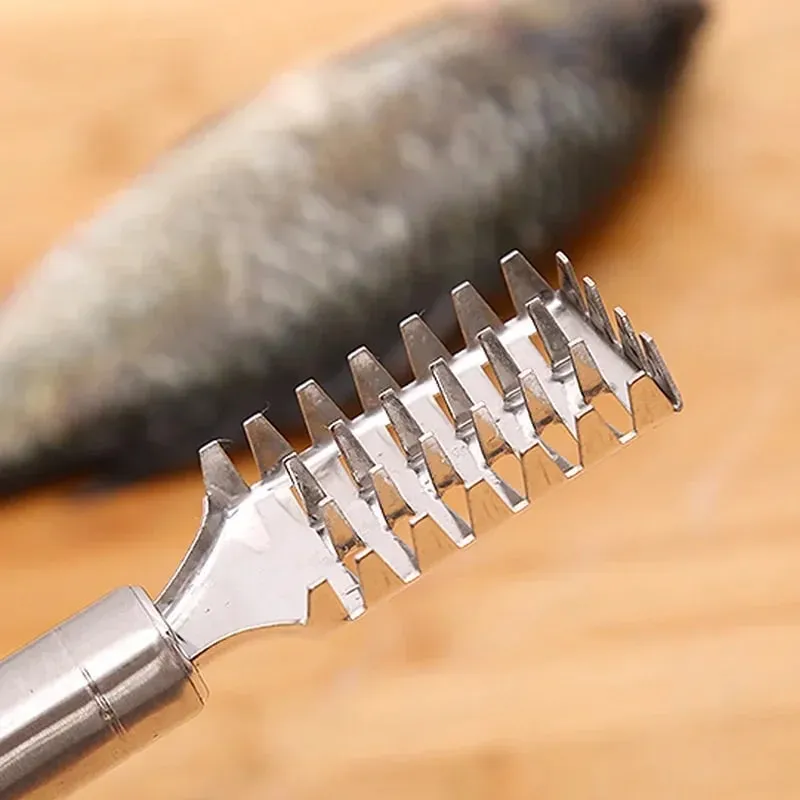 Fish Scale Removal Essential! Stainless Steel Round Tube Fish Scraper Fast No Splatter Effortless Kitchen Fish Tool — image 8