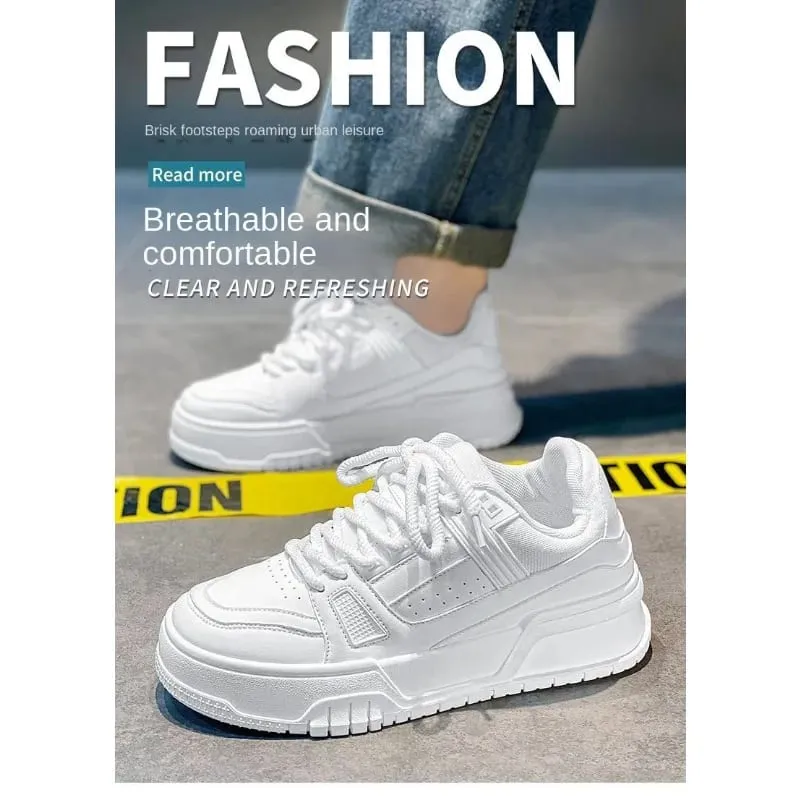 Men's Spring Autumn Unique Design Versatile Casual Pure Black Sneakers Teen Sports Thick Bottom Heightening Trendy Loers — image 4