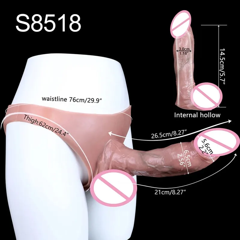 Realistický rukáv na penis s vysokým pasem насадка на член Pásek na duté dildo kalhotky Silikon Dick Extender sexuální hračka pro muže — image 21