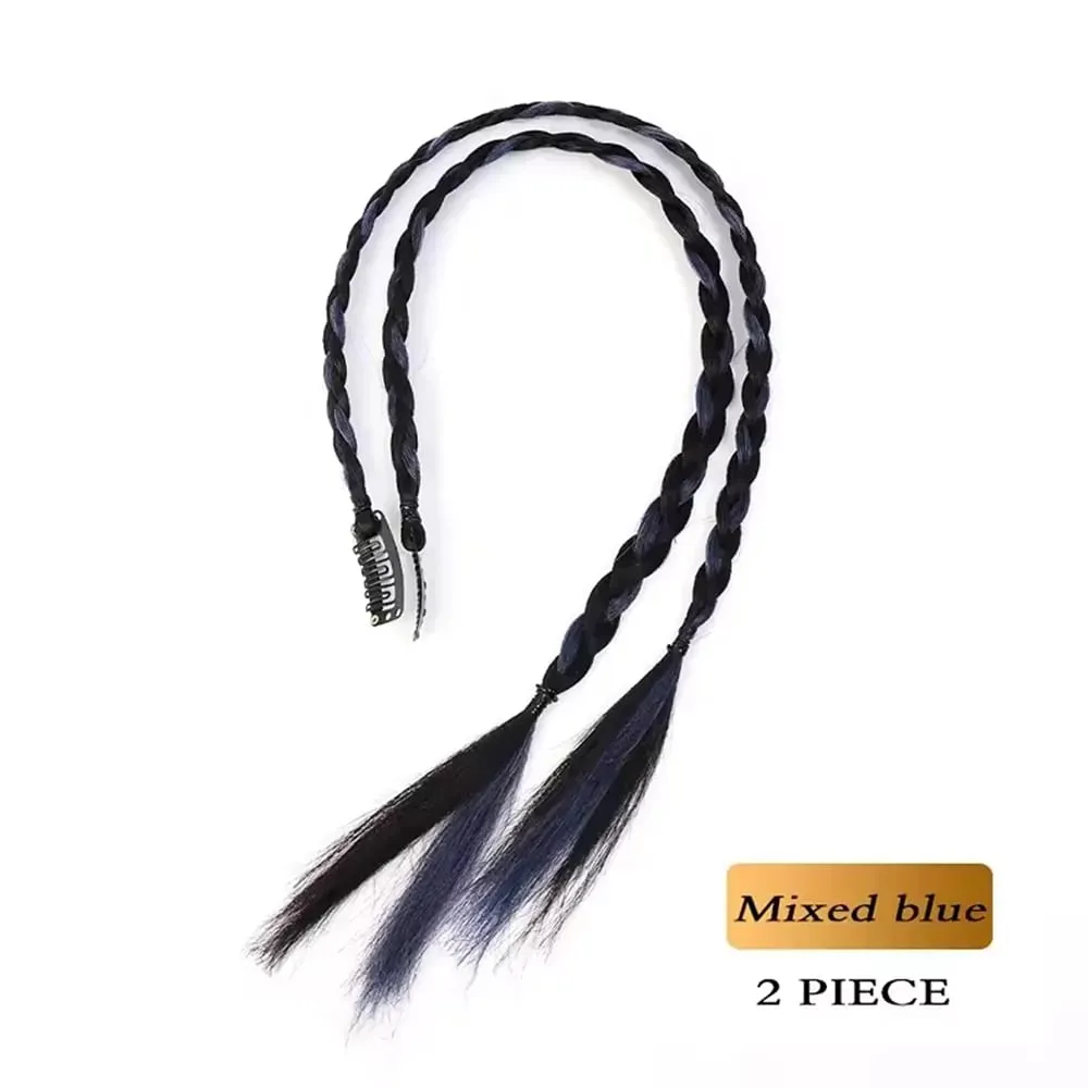 Synthetic 2pcs Braid Wig With Strong BB Clip Y2k Spice Girl Boxing Braid Ponytail Lightweight Box Braid Ponytail Piece for Women — image 9