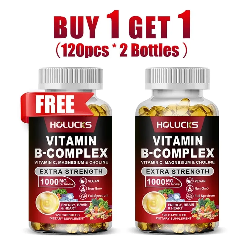 Buy 1 Get 1 Free! Pure Vitamin B Complex Supplement for Energy Metabolism & Nervous System Immune Defense & Stress Relief