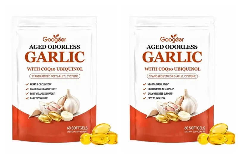 كبسولات هلامية من الثوم عديم الرائحة مع CoQ10 Ubiquinol وK2 لضغط الدم ودعم القلب والدورة الدموية للكوليسترول 60 كبسولة هلامية — image 9