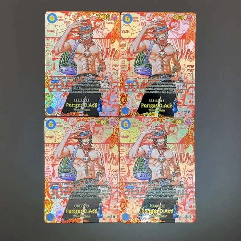 One Piece TCG OPCG English Leader Card OP13 Red Manga Card Luffy Ace Sabo OP13-118 OP13-119 OP13-120 Textured Foil Proxy Card