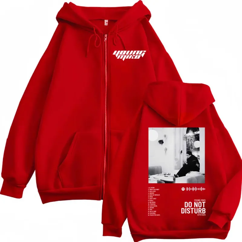 Young Miko Do Not Disturb Album Poster Graphic Zipper Hoodie Hip Hop Vintage Zip Up Pullovers Men Women Casual Loose Sweatshirts