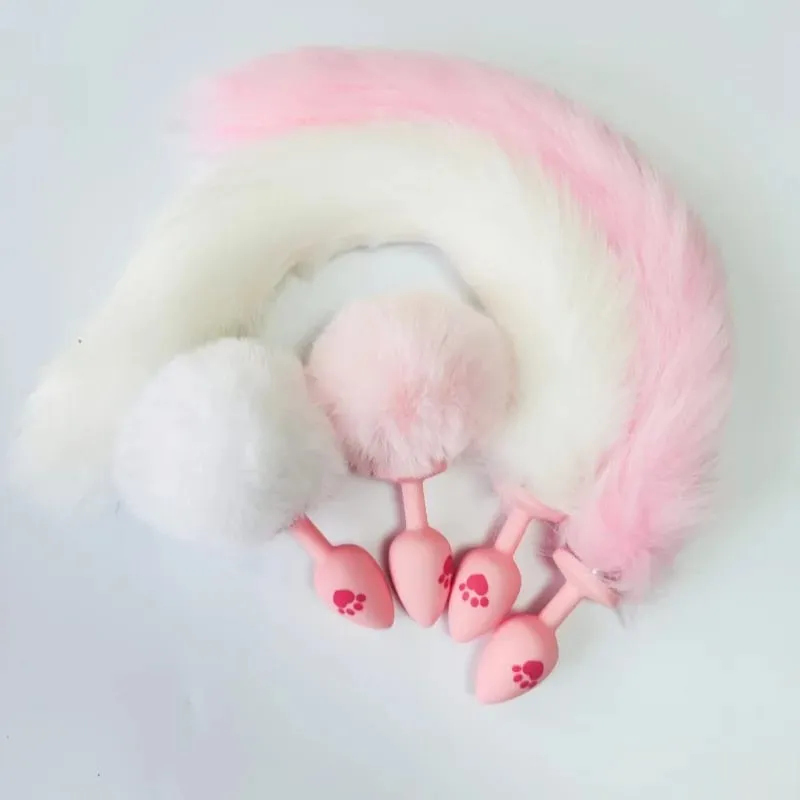 Soft Rabbit Long Tail Metal Anal Stopper SM Rabbit Tail Butt Plug Anal Sex Toys Prostate Massager Anus Sex Products for Men — image 1