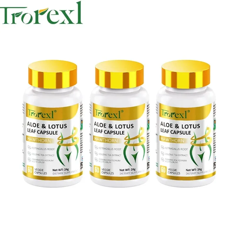 Aloe & Lotus Leaf Capsules Flat Tummy Pills Appetite Suppressant Detoxification Preserve Lean