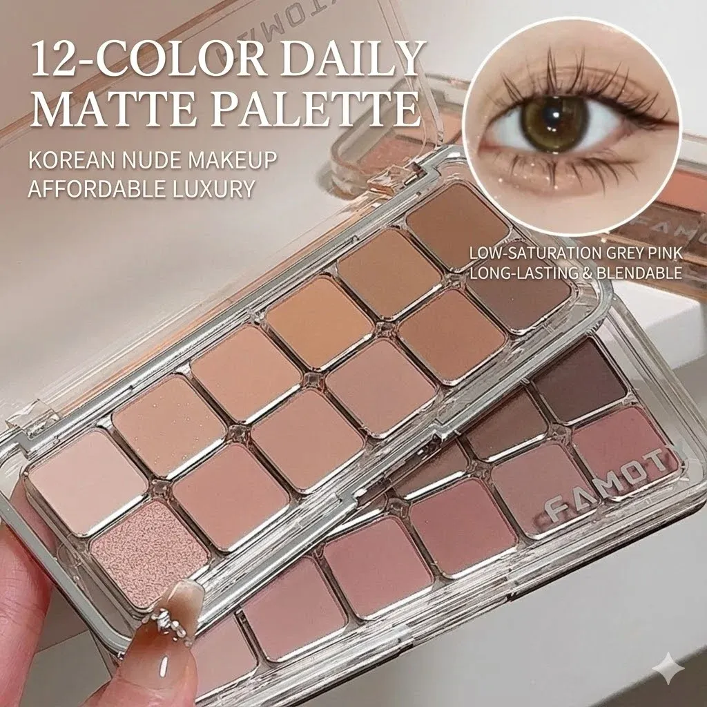 Palette de fards à paupières 12 couleurs à faible Saturation, tout mat, thé abricot, maquillage pour les yeux, maquillage quotidien de la terre, ombres à paupières longue durée