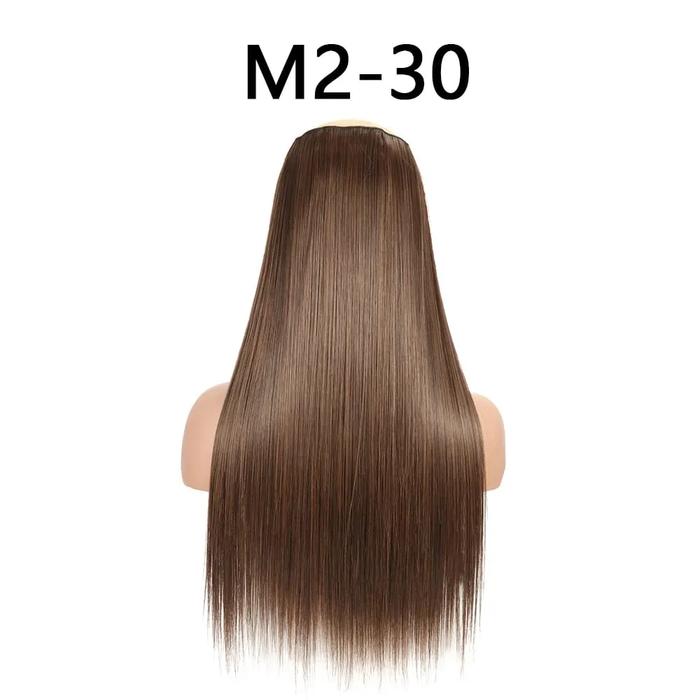 Synthetic 24Inch Hair Extensions OnePiece 5 Clips Long Straight Hairstyle Heat Resistant Fake Hairpiece For Women Natural Brow