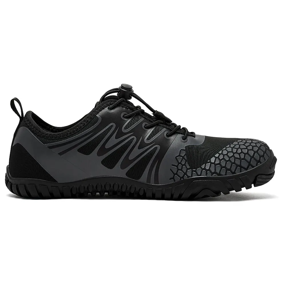 Wide Toe Barefoot Shoes for Unisex Artificial Leather Outdoor Walking Sneakers Zero Drop Minimalist Elastic Band Shoes
