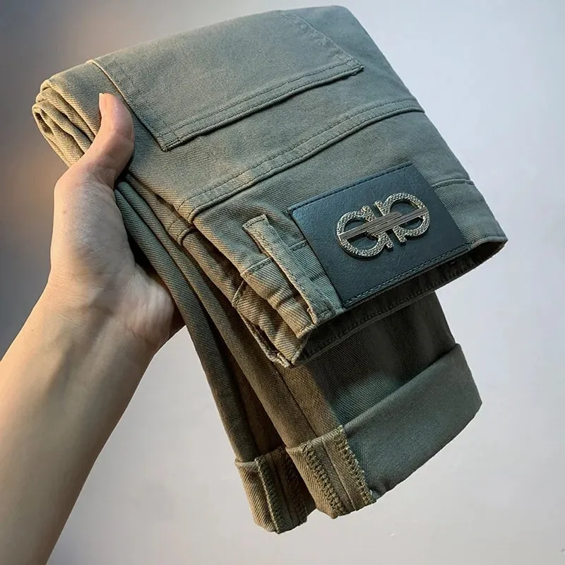 Light luxury men's jeans 2025 summer thi