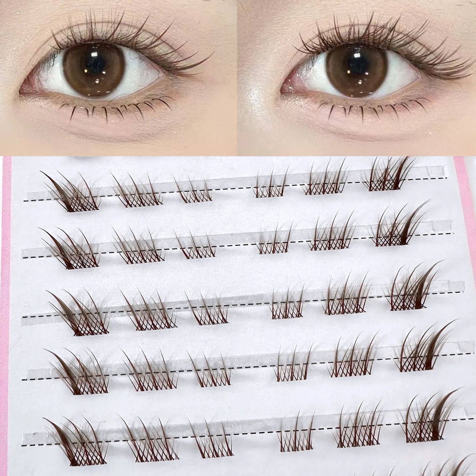 10 rzędów styl lisa Anime sztuczne rzęsy naturalne Curling 8-13mm kolczaste klaster segmentowe przedłużanie rzęs dla urody makijaż oczu