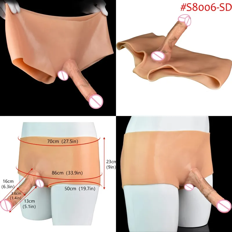 Black Nude Silicone Squirting Panties With Simulated Solid Penis Strapon Big Realistic Ejaculation Dildo Sex Toy For Women