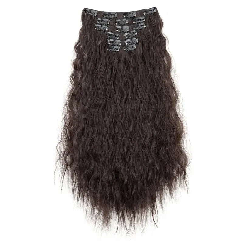 22Inch Synthetic 6pcs/set Long Kinky Curly Clip-in Hair Extension Thick Fiber Increase Hair Volume Hair for Women Daily Use
