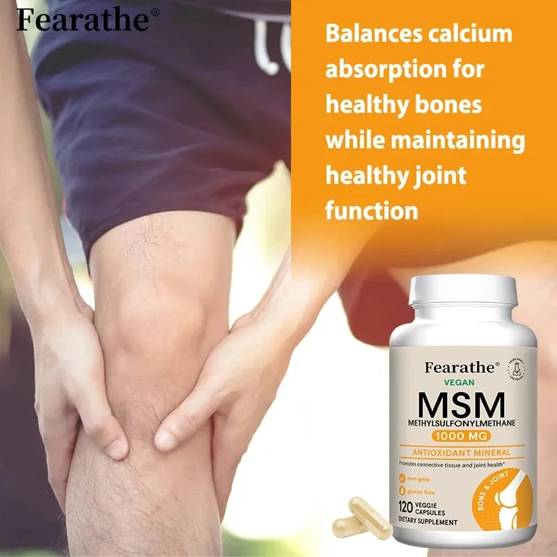 Farathe 메틸설포닐메탄(MSM) 1000 Mg 항산화제는 관절 건강의 균형 잡힌 칼슘 흡수를 촉진합니다. Non-GMO 글루텐 프리