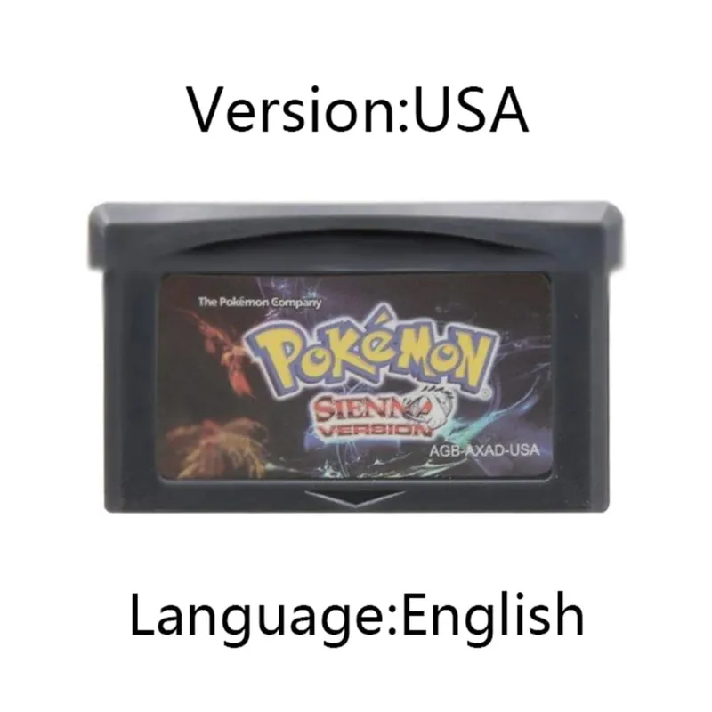 GBA Pokemon Game Cartridge 32-Bit Video Game Console Card AshGray Liquid Crystal Light Platinum Moemon Emerald Engelsk sprog