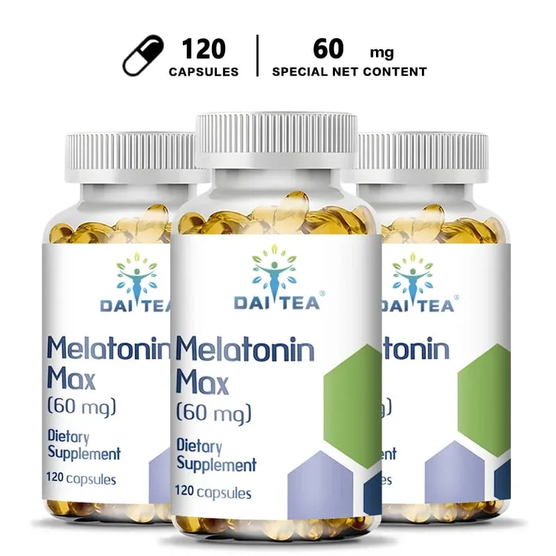Capsules de mélatonine, complément alimentaire, soulage l'insomnie, aide à améliorer la qualité du sommeil, réduit le temps de réveil, aide à dormir profondément