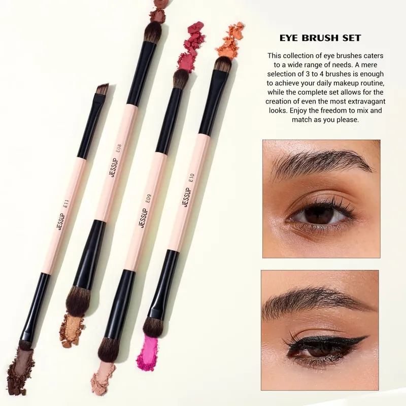 Jessup Makeup Brushes Set with Makeup Sponge 3/7pcs Double Sided Makeup Brush Foundation Blush Eyeshadow with Gift Box