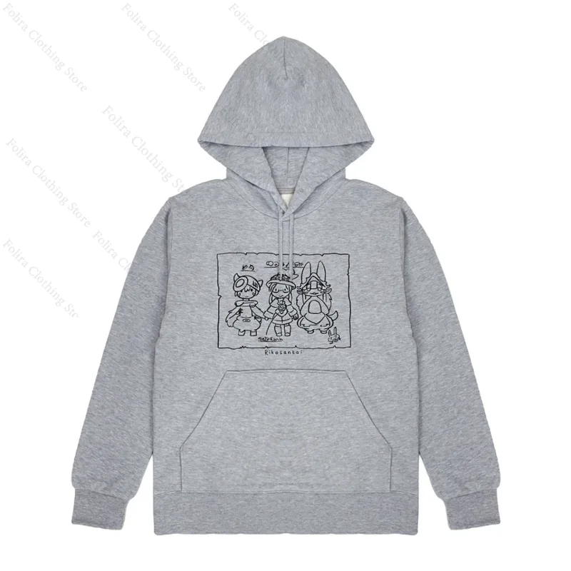 Anime Made in Abyss Series Print Hoodie Gray Black Hoodies for Men Women Long Sleeve Tops Hooded Sweatshirt