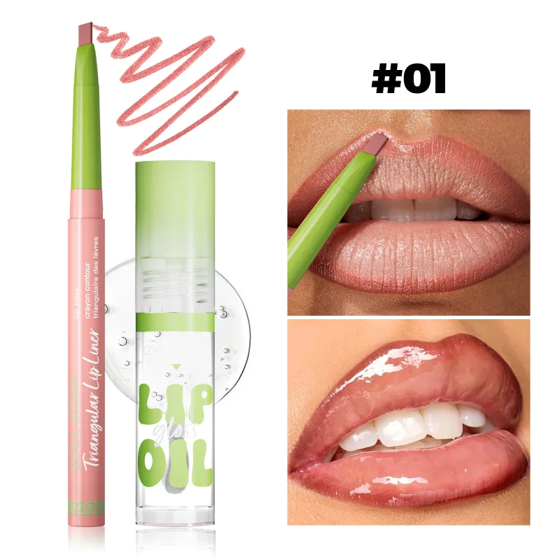 2ks Lip Liner Lesk na rty Sada rtěnek 2 v 1 Smooth Lips Contour Makeup Kit Matná tužka na rty pro ženy Plumping Oil Combo Cosmetic — image 14