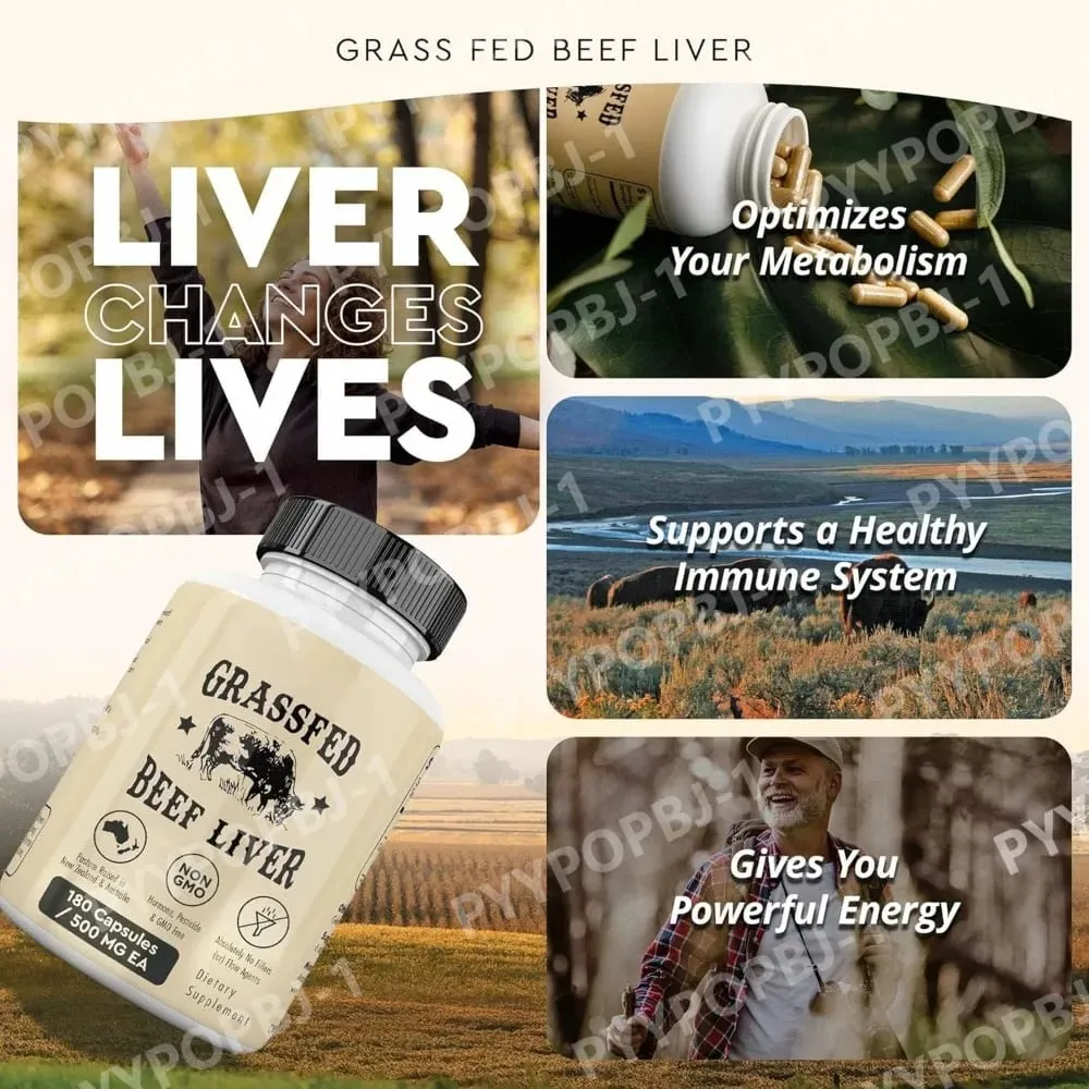 Grassfed Beef Liver Capsules 500mg Each Pasture Raised Bovine Liver Supplement Non GMO 180 Capsules — image 3