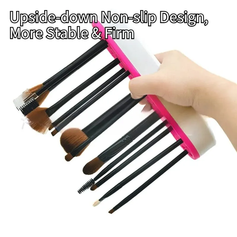 Silicone Makeup Brush Holder Stand Organizer Multifunctional Desktop Storage Rack Hole Design for Brushes Pens Pencils
