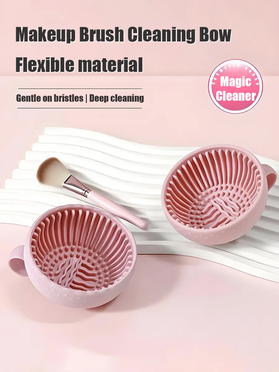 Mini High Appearance Makeup Brush Cleaner Bowl Shaped Washing Tool Cleans Brushes Cushion Puffs Sponges Space Saving Portable