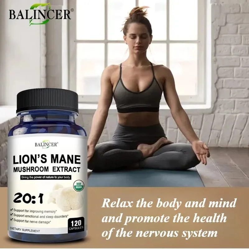 Lion's Mane - Nootropic Brain Memory & Boosts Immune System & Stress Relief Mood and Sleep Health Fights Stress Non-GMO