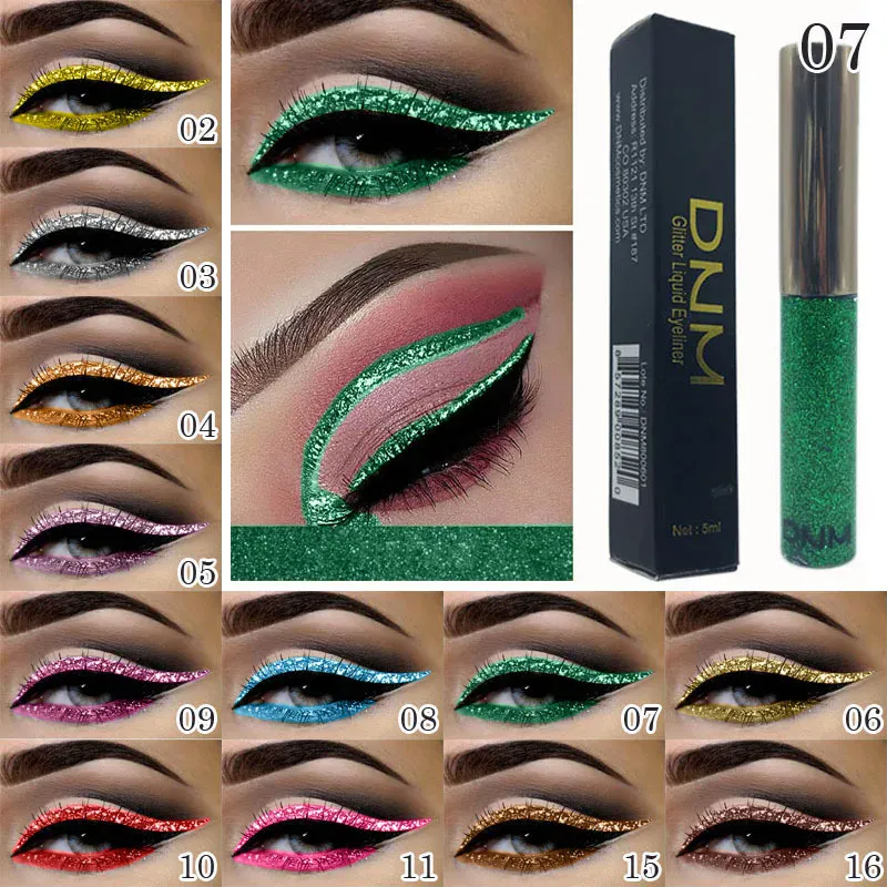 16 Colors Diamond Liquid Eyeliner Professional Silver Green Shiny Eyes Flash Long-lasting Liquid Glitter Eye Liner Beauty Makeup