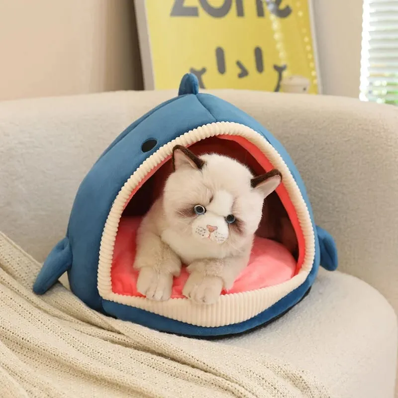 Pet Bed Shark Pineapple Shaped Soft Warm Nest Sleep Available All Seasons Specially Designed For Cats And Dogs Pet Gift — image 5