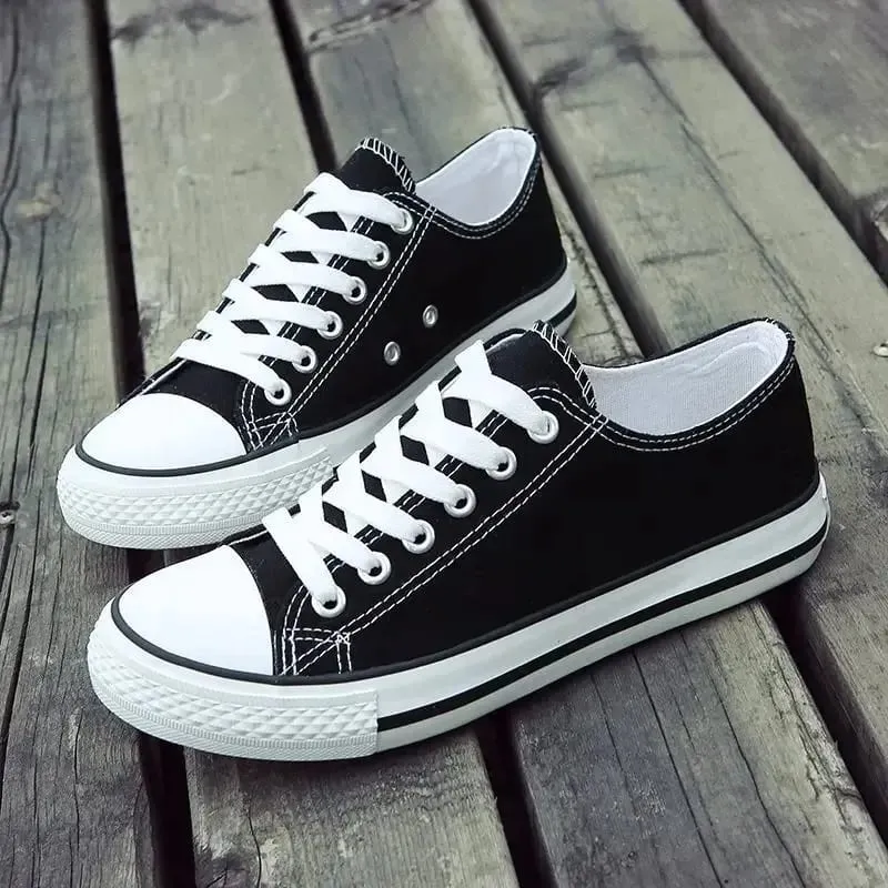 Men's Canvas Shoes Breathable Casual Sneakers Korean Style Versatile Student Flat Heel Low Cut Durable TPR Outsole Fashionable