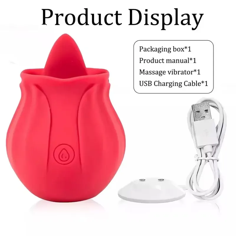 Tongue Licking Vibrator Female Powerful Vagin Massager for Women Rose Oral G Spot Clit Stimulator Masturbation Sex Toy for Adult